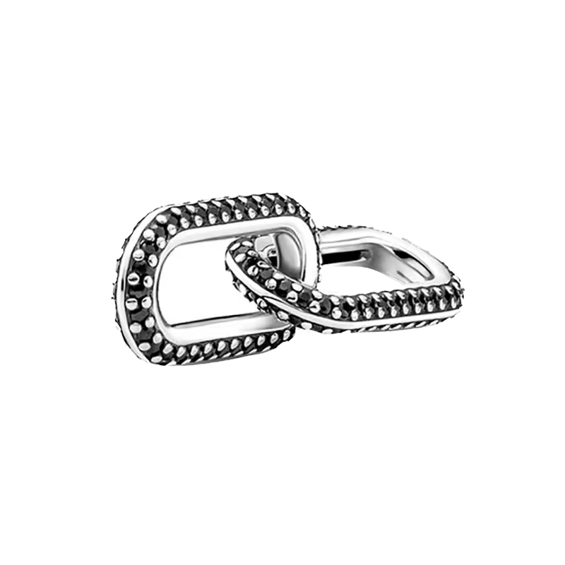 Mini charm de plata - eslabón de circones