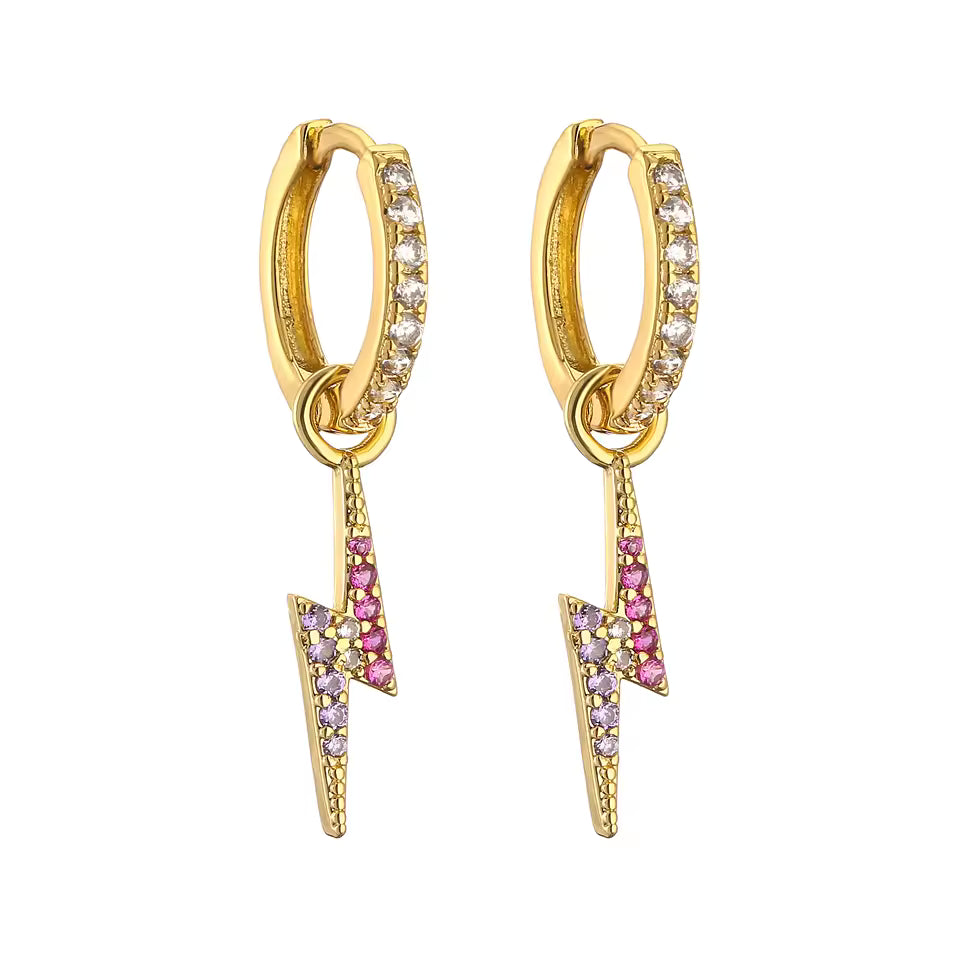 Zarcillos de rayo con circones