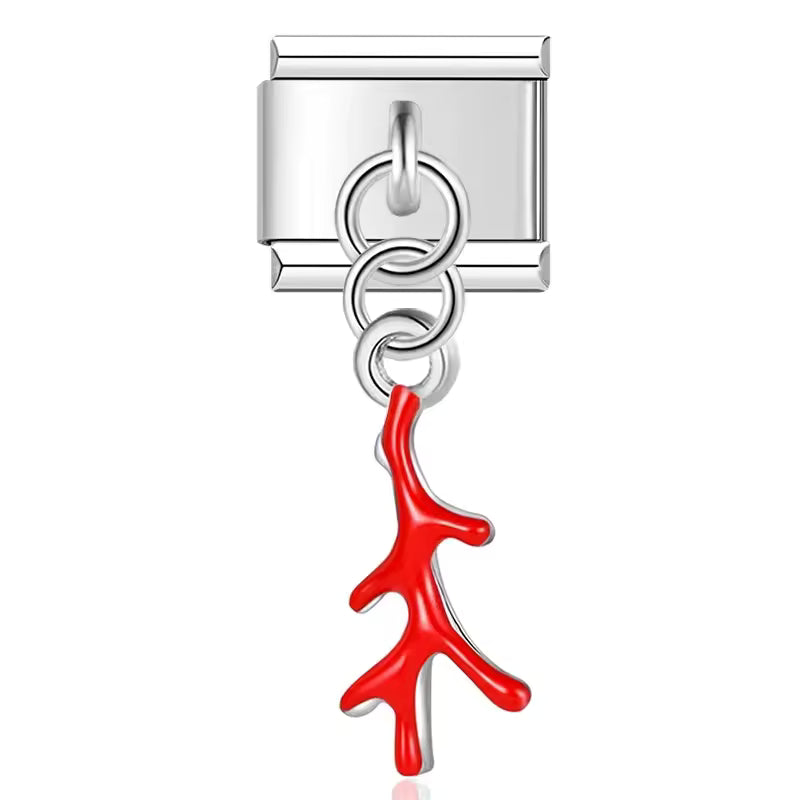 Italian bracelet colgante - coral