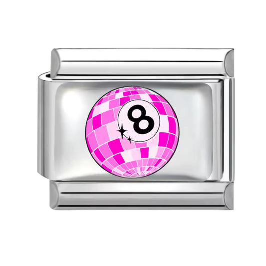 Italian bracelet plano - bola 8 rosada