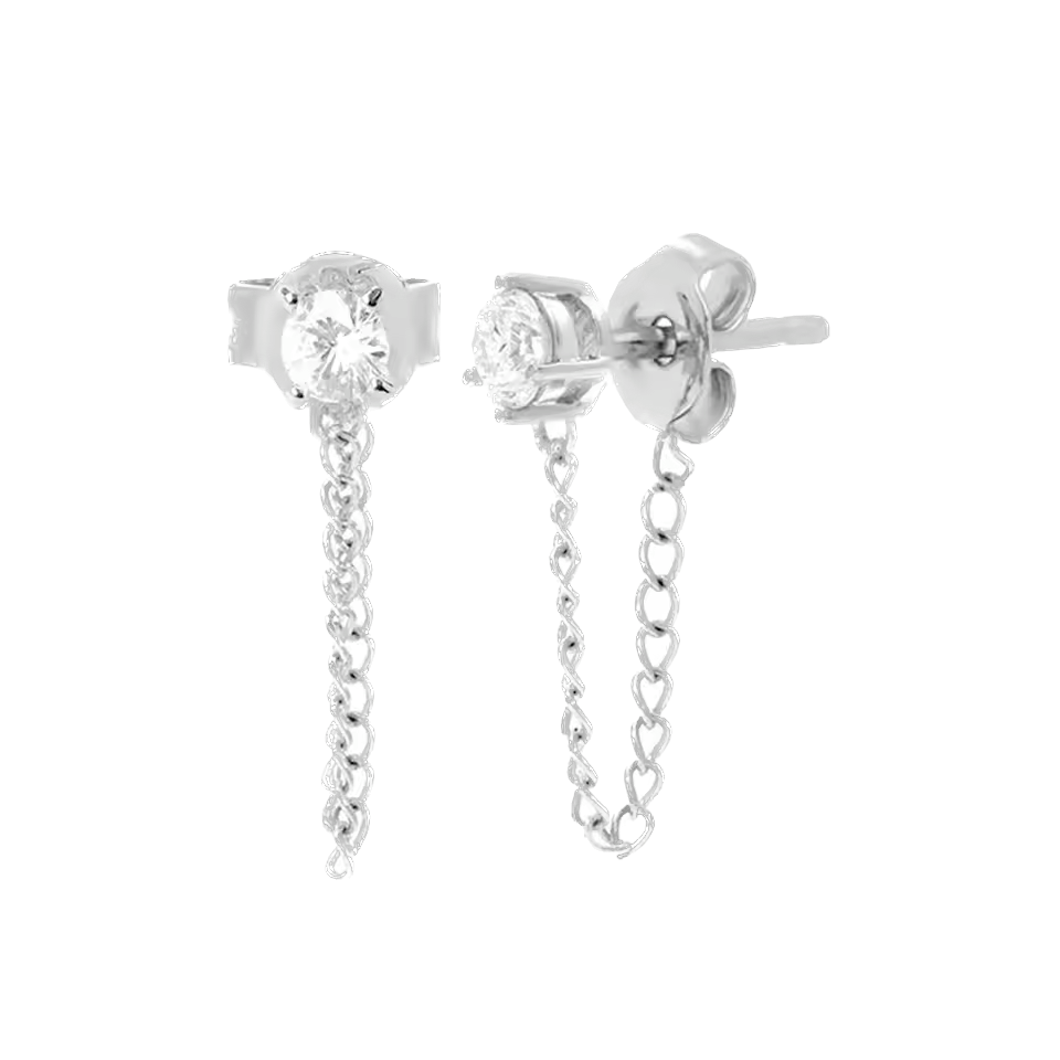 Solitario de punto de luz con cadena - Plata de ley 925