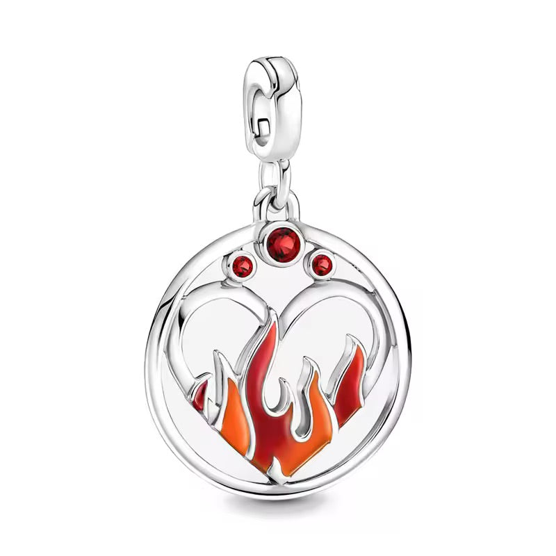 Mini charm de plata - heart fire