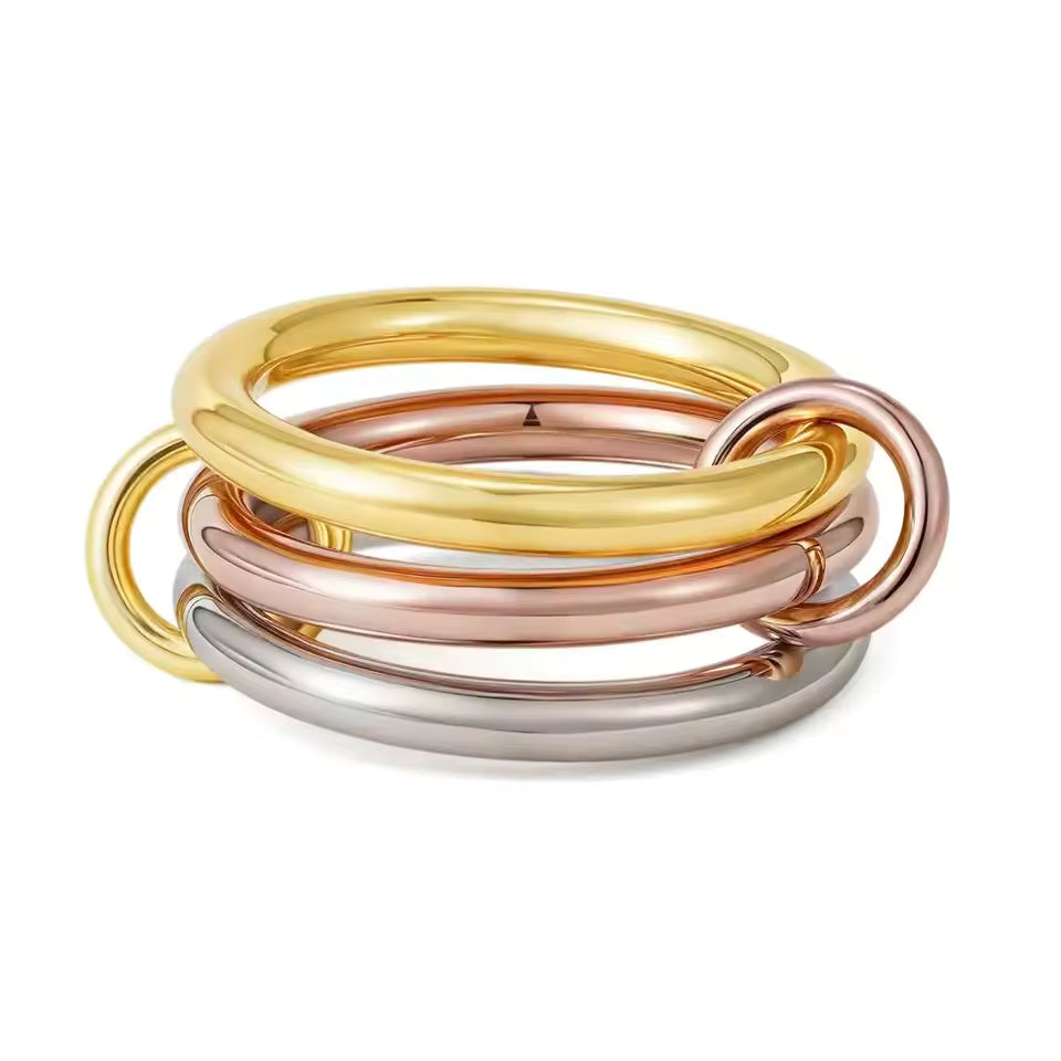 Anillo dorado, plateado y rose gold