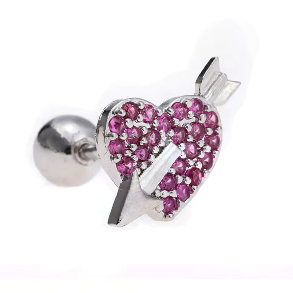 Stud corazón con flecha - Acero inoxidable