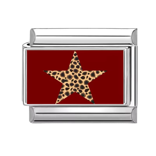 Italian bracelet plano - estrella de leopardo