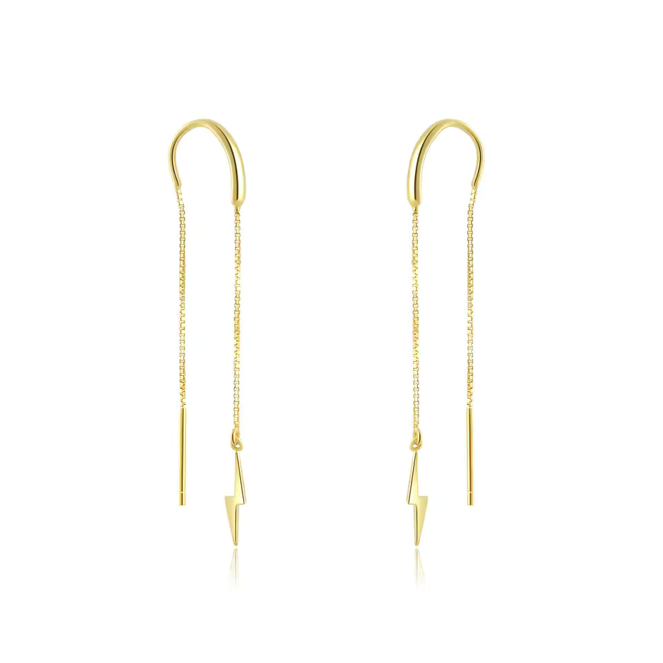 Solitario de rayo con cadena (individual) - Plata de ley 925