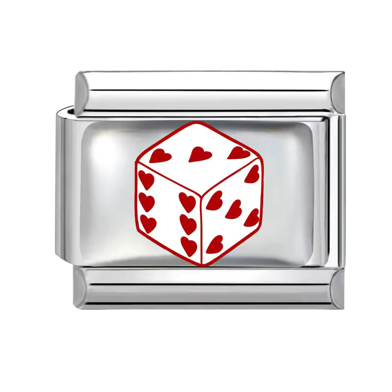 Italian bracelet plano - dado de corazones