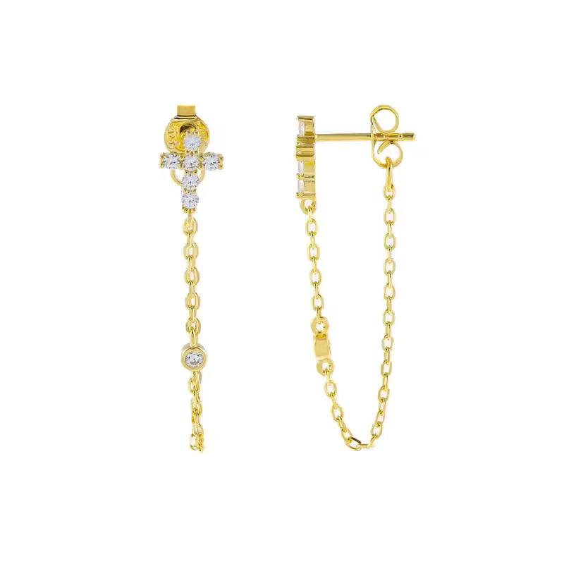 Zarcillos de cadena con cruz
