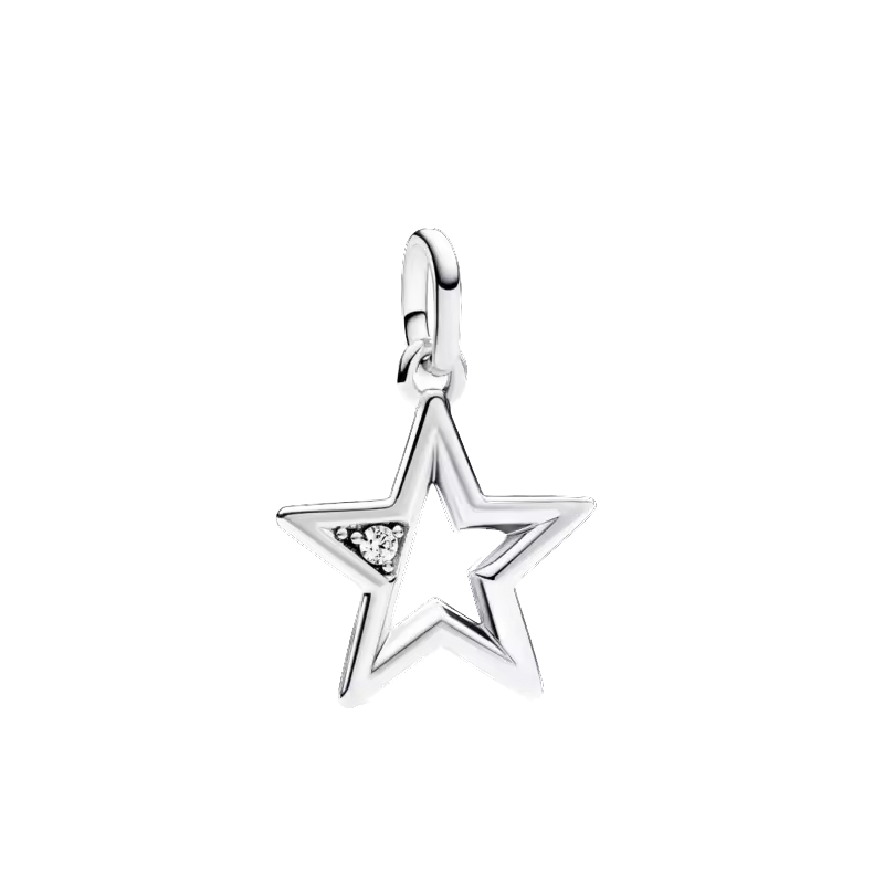 Mini charm de plata - estrella con circón