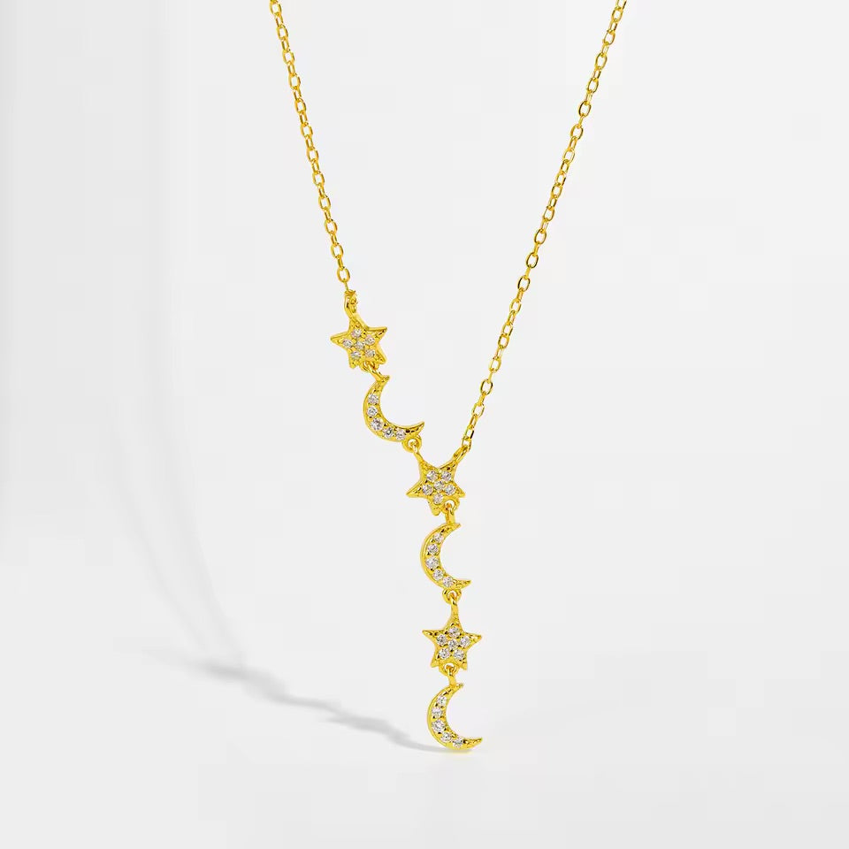 Collar Veruska - luna y estrella - Plata de ley 925