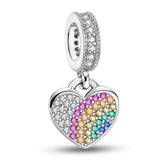 Charm de plata 925 - corazón cristal colorido