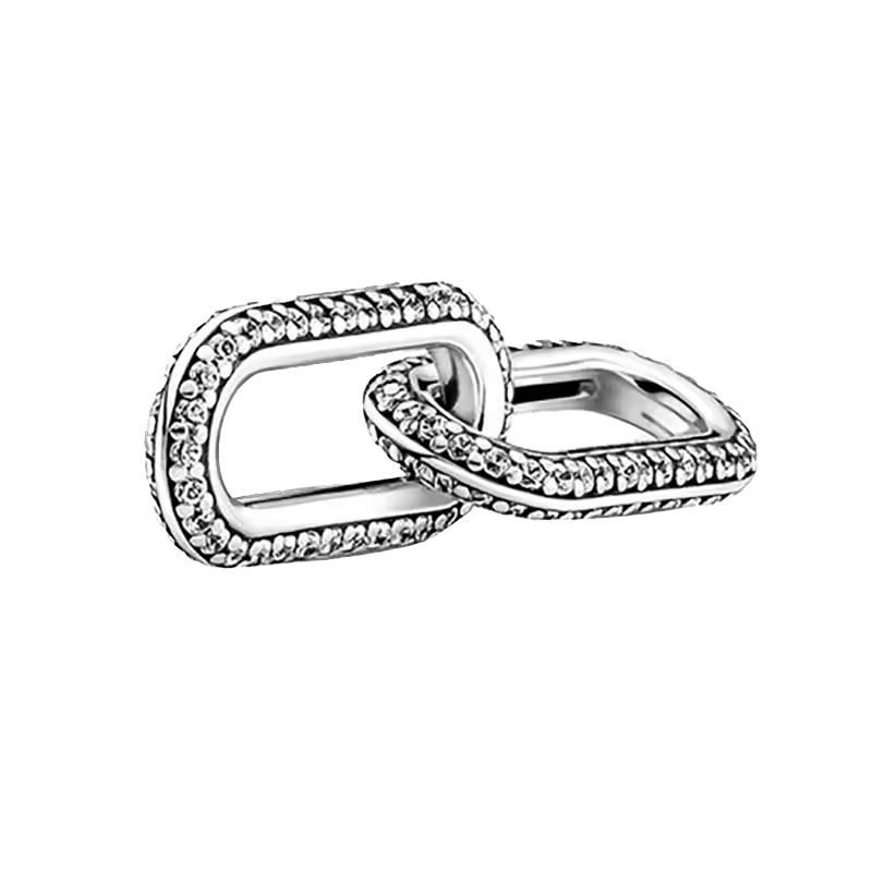 Mini charm de plata - eslabón de circones