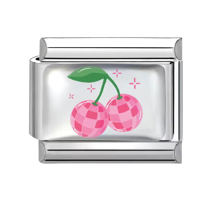 Italian bracelet plano - cereza de cuadros