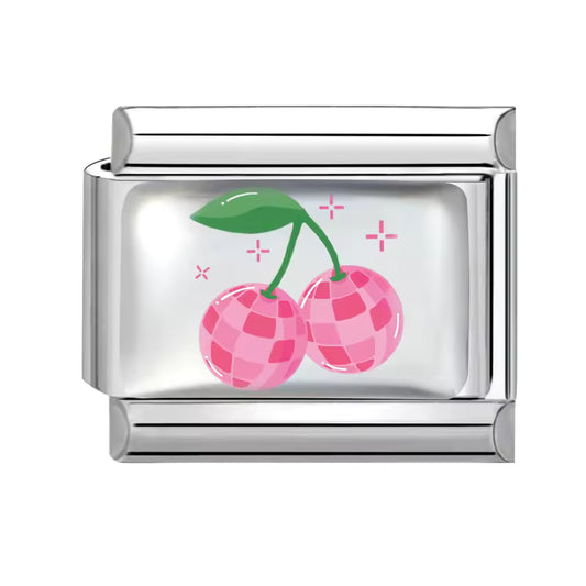 Italian bracelet plano - cereza de cuadros