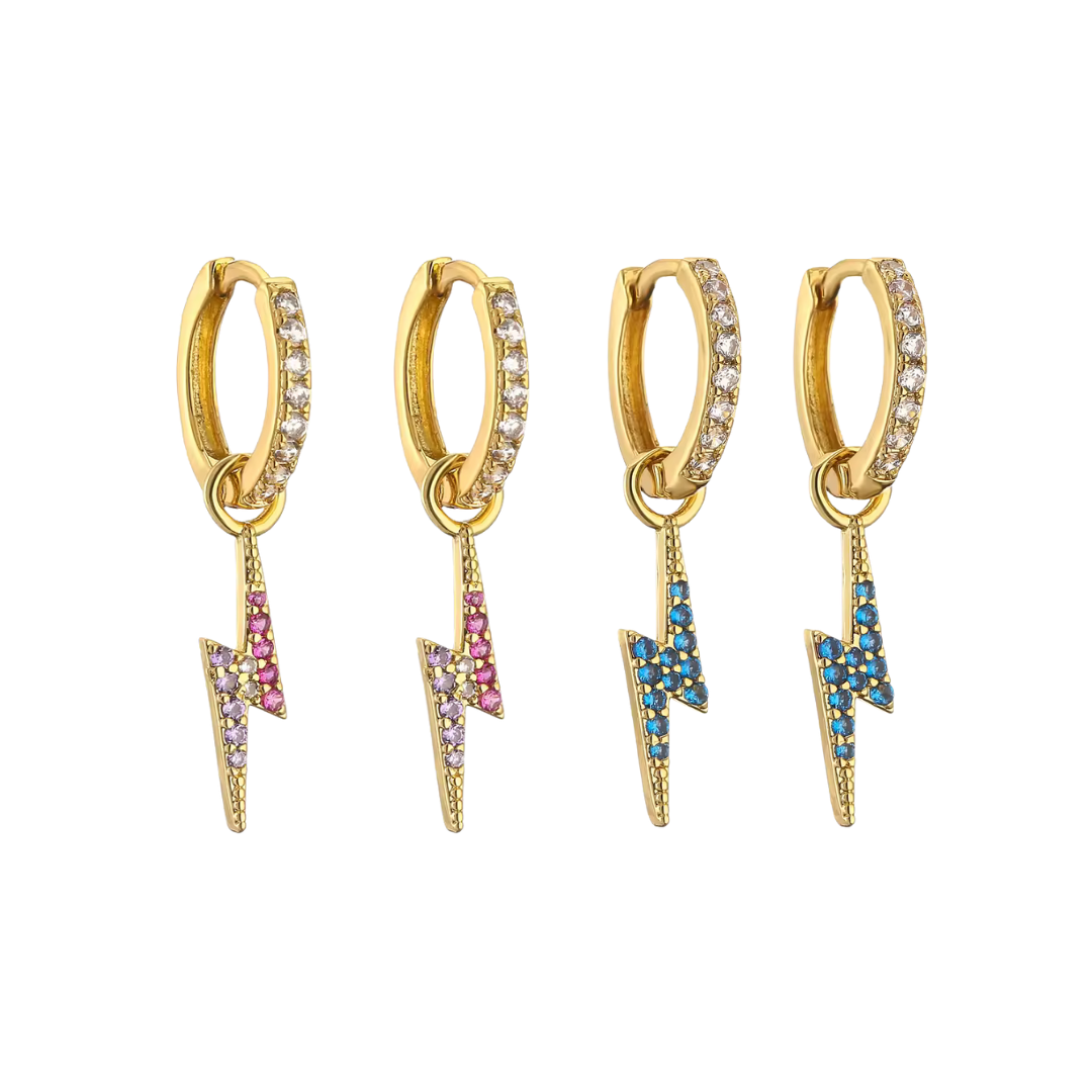 Zarcillos de rayo con circones