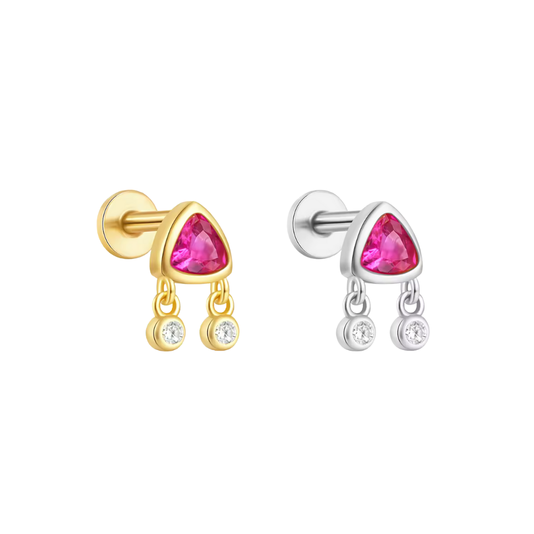 Stud triángulo fucsia