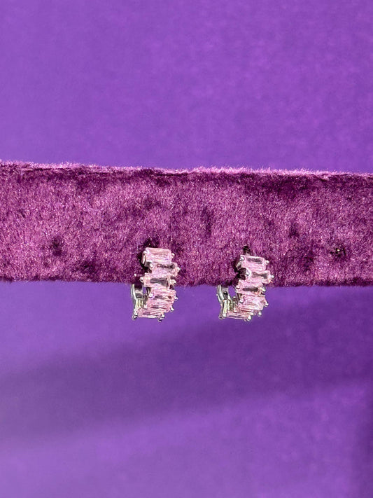 Zarcillos cristales rosa - plata de ley 925