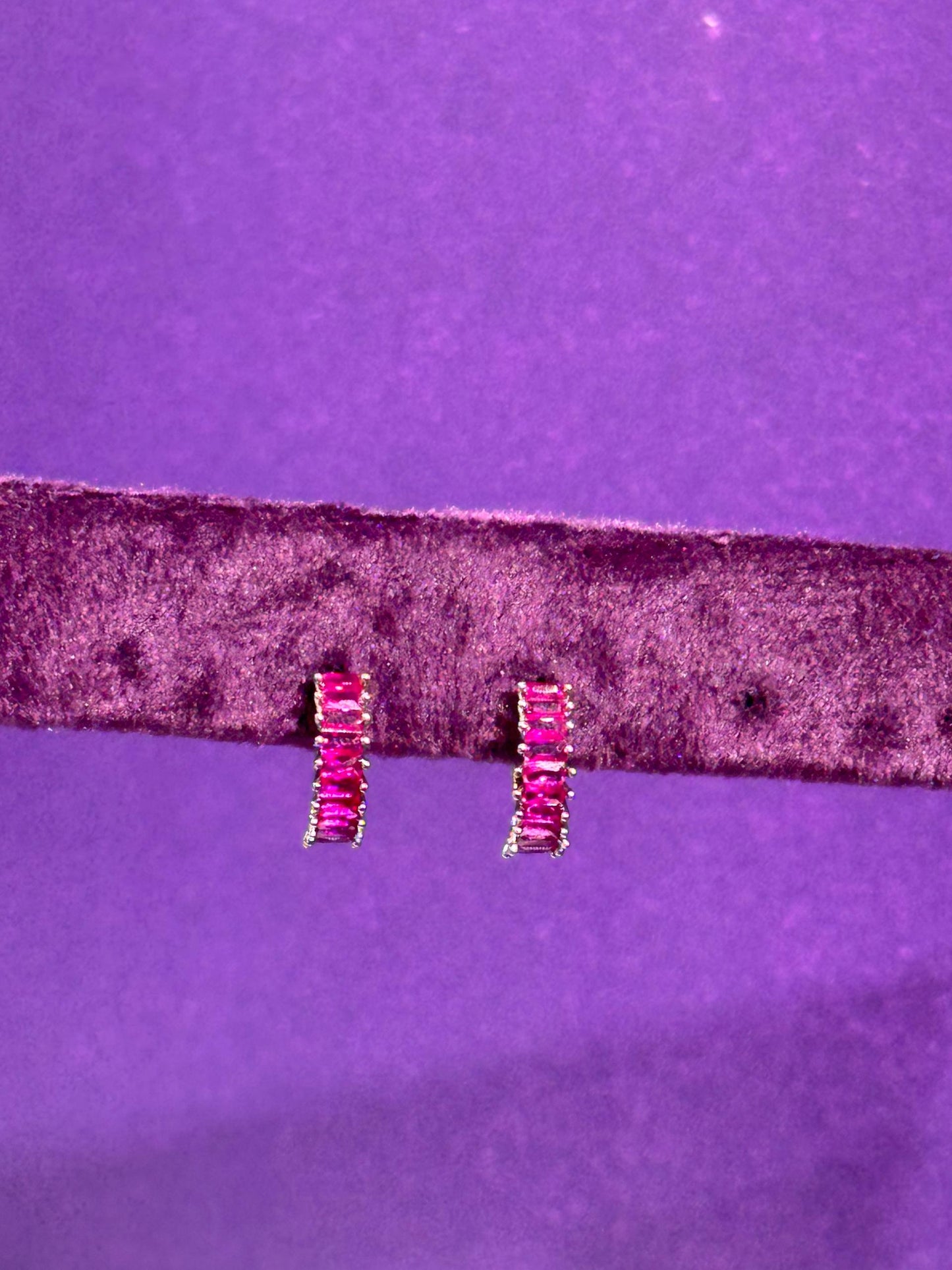 Zarcillos cristales fucsia - plata 925