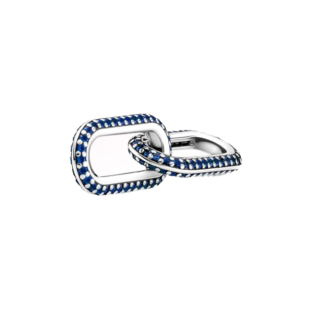 Mini charm de plata - eslabón de circones