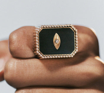 Tarot Ring - black evil eye