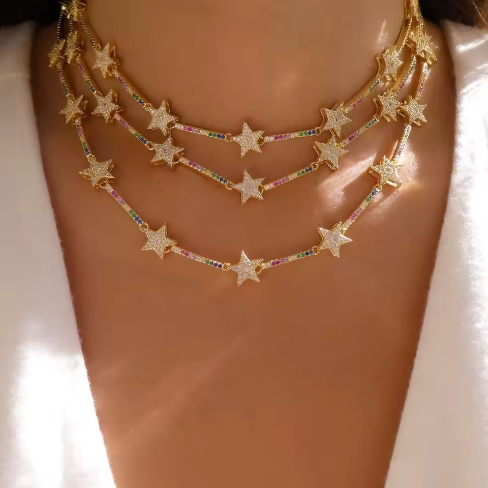 Collar Lucía de estrellas y circones - multicolor