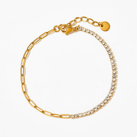Pulsera dorada de cristales